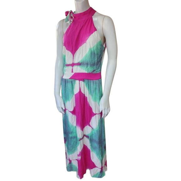 Busayo Collective Tie Dye Side Tie Neckline Dress With Pockets (8) - Picture 5 of 9
